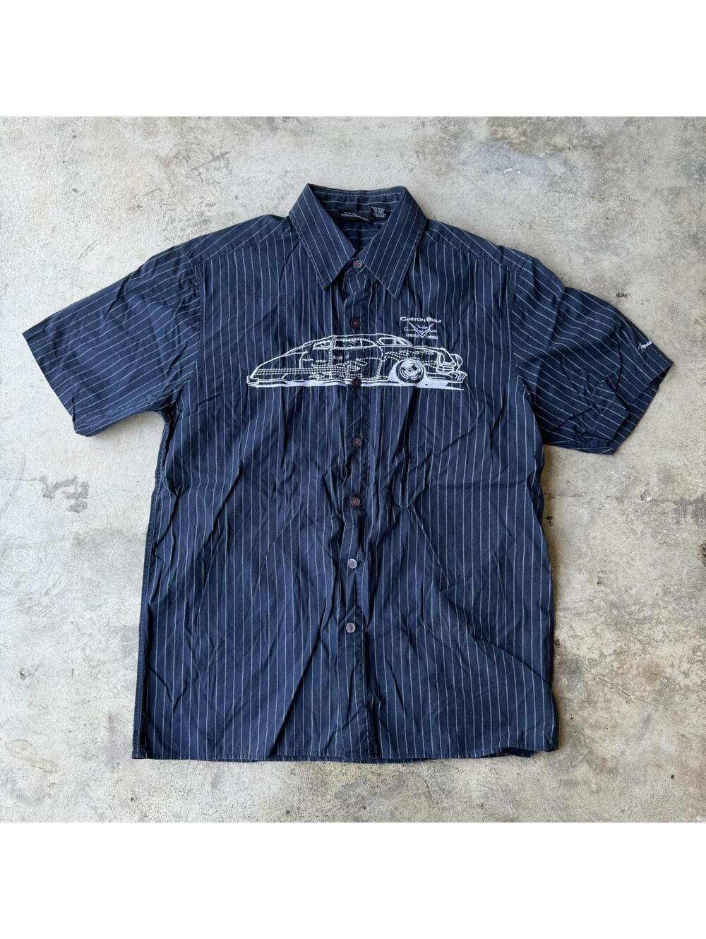 Vintage 90s y2k Fender Hot Rod Pinstripe Button Up Shirt